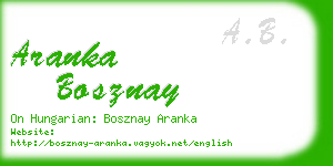 aranka bosznay business card